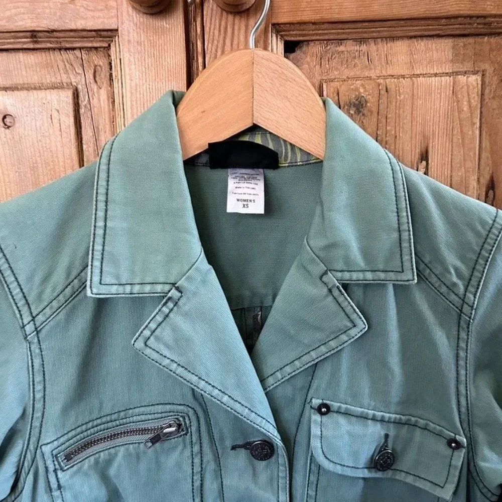 Patagonia XS Green Button Front Jacket Organic Cotton Broken Twill‎ Jacket